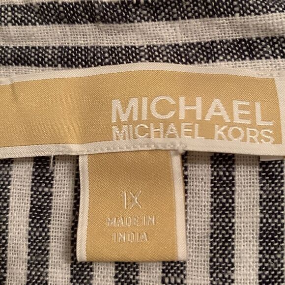 Michael Kors Navy and White Striped Women’s Shirt Tunic Linen Blend Size 1X - Picture 7 of 8